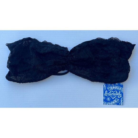 Free People XS Black Lace Strapless Floral Bandeau Bra Wireless Boho Stretch - Picture 9 of 9